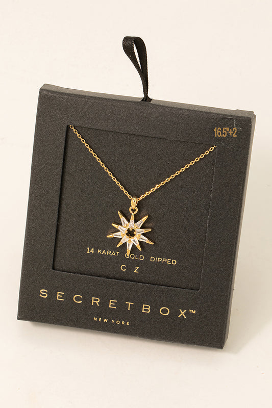 Secret Box Rhinestone North Star Pendant Necklace