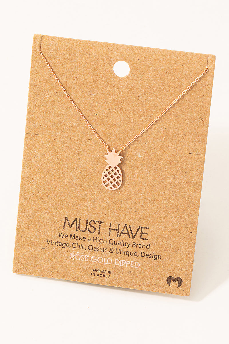 Pineapple Cutout Pendant Necklace