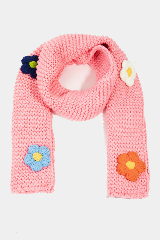 Flower Knitted Crochet Scarf