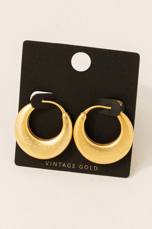 Vintage Gold Flat Hoop Earrings