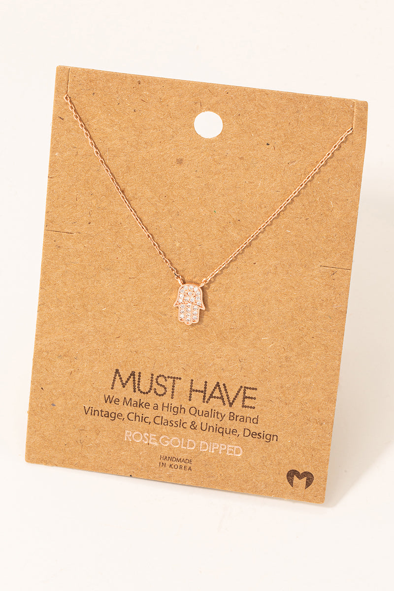 Dainty Hamsa Jewel Pendant Necklace