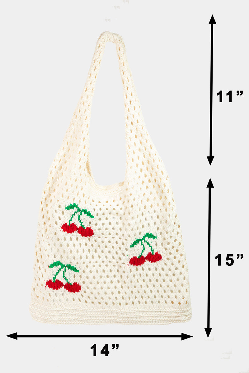 Cherry Print Net Shoulder Bag