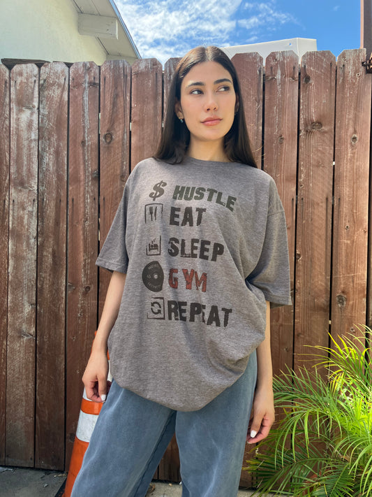 Hustle Eat Sleep Gym Repeat Graphic T-shirt