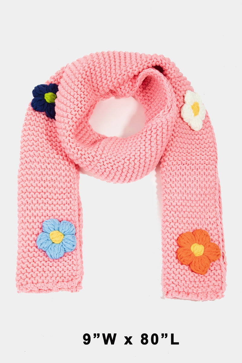 Flower Knitted Crochet Scarf