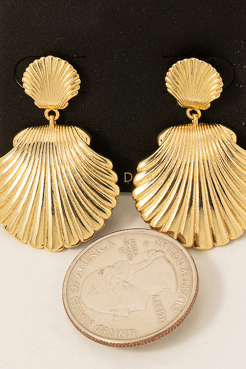 Gold Dipped Seashell Dangle Earrings