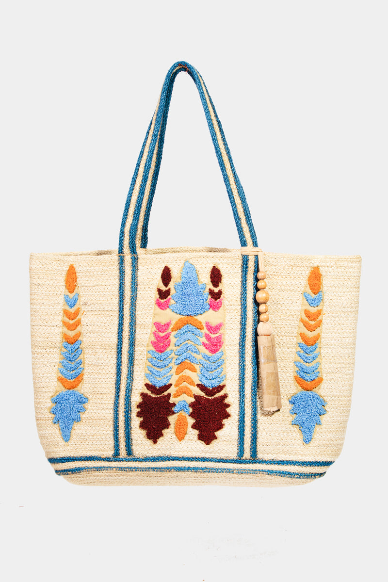 Boho Pattern Jute Tote Bag