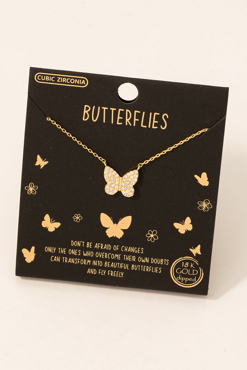 Gold Dipped Butterflies Pendant Necklace