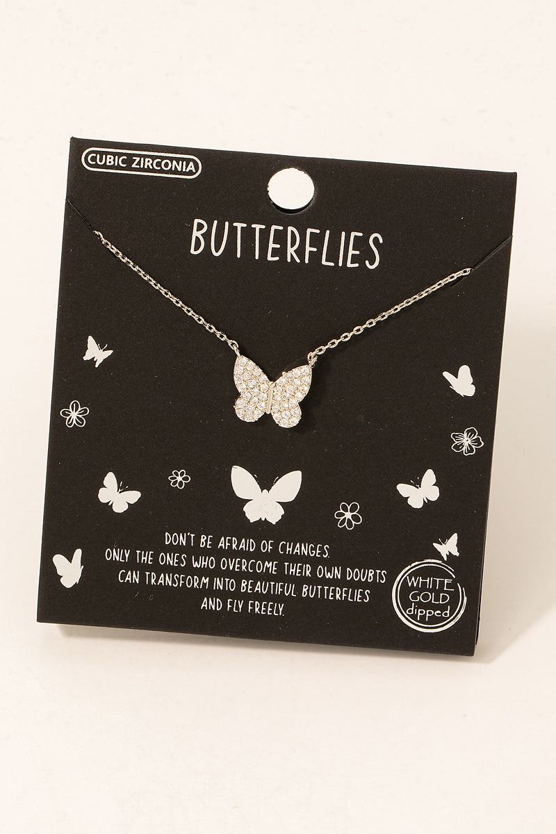 Gold Dipped Butterflies Pendant Necklace