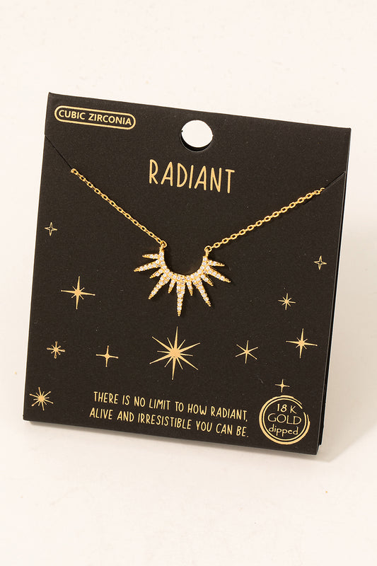 Gold Dipped Radiant Sun Pendant Necklace