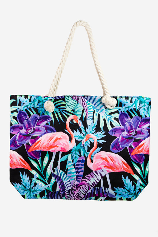 Tropical Flamingo Print Tote Bag