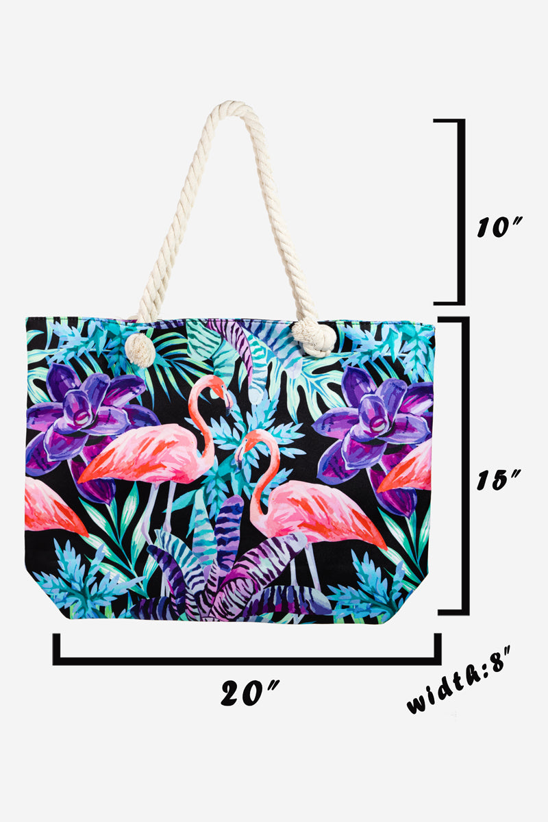 Tropical Flamingo Print Tote Bag