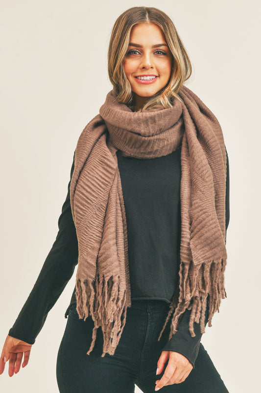 Solid Pleaded Oblong Scarf
