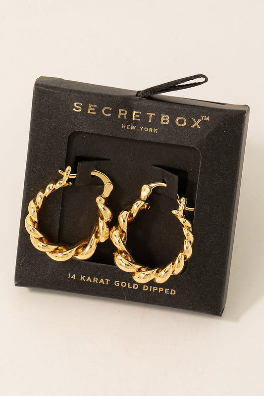 Secret Box Metallic Braided Hoop Earrings