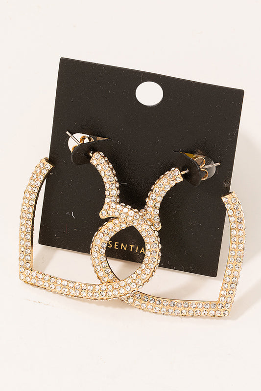 Gold Dipped Pave Heart Hoop Earrings