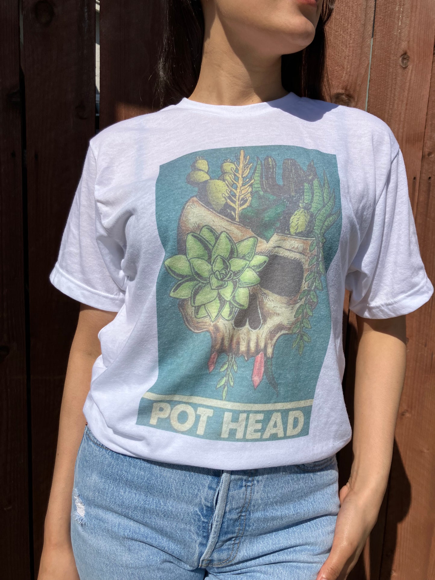 Pot Head Skull Graphic T-shirt