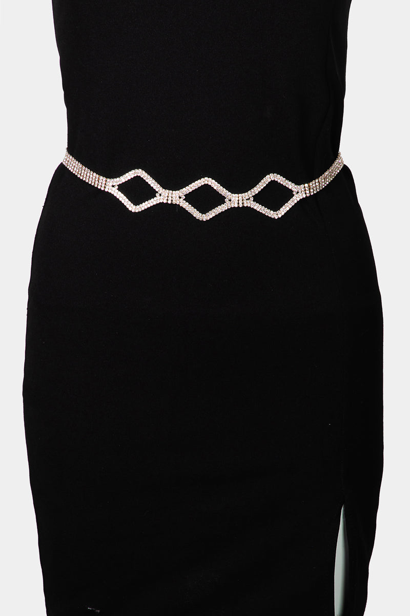 Pave Rhinestone Diamond Chain Belt