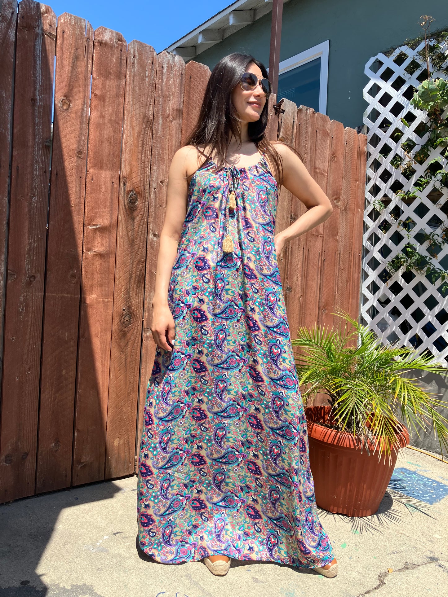 Tropical Print Maxi Dress