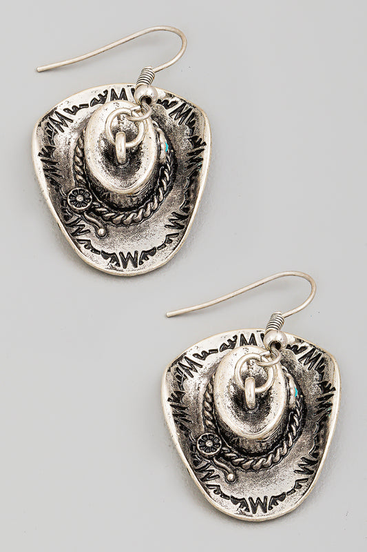 Cowboy Hat Hook Drop Earrings