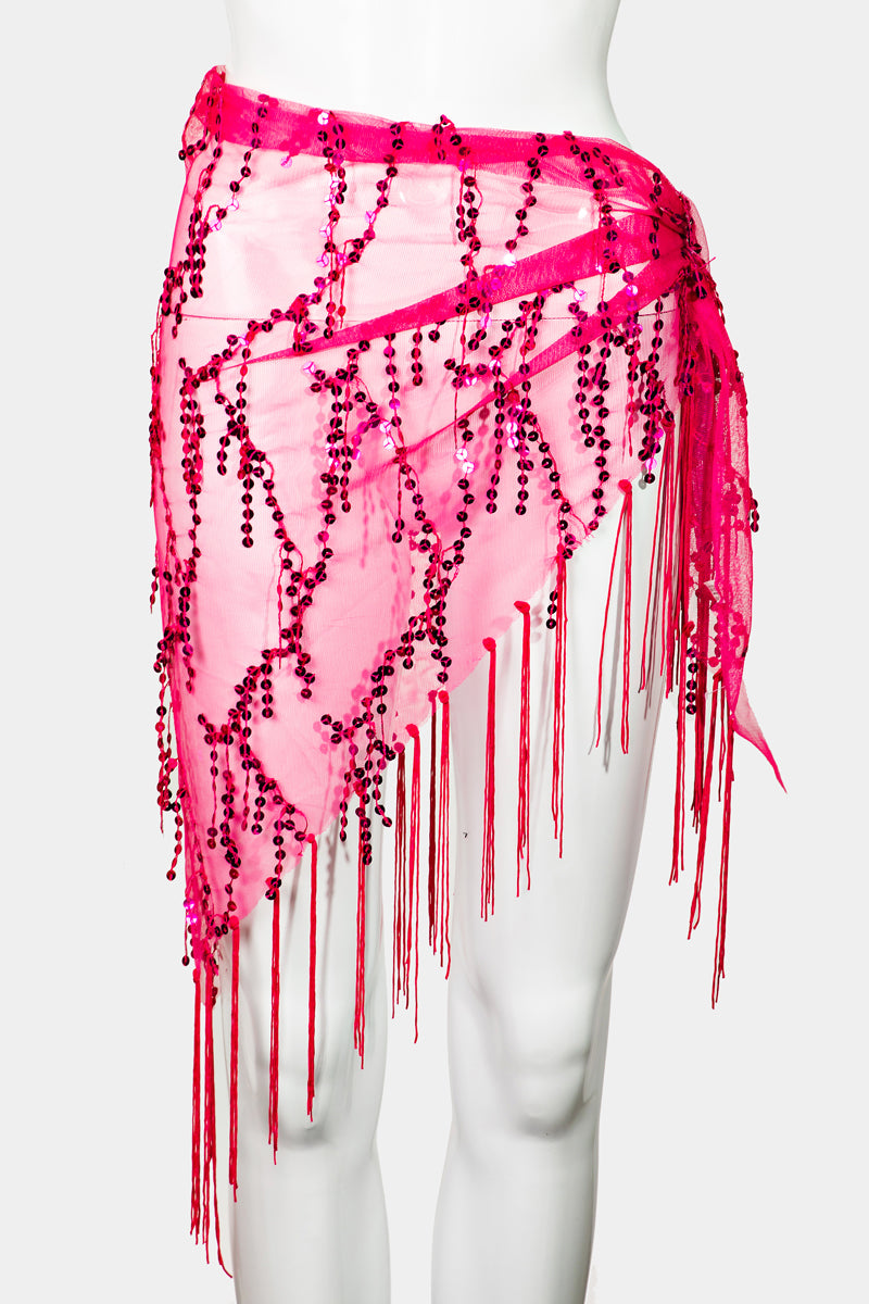 Sequin Fringe Mesh Sarong