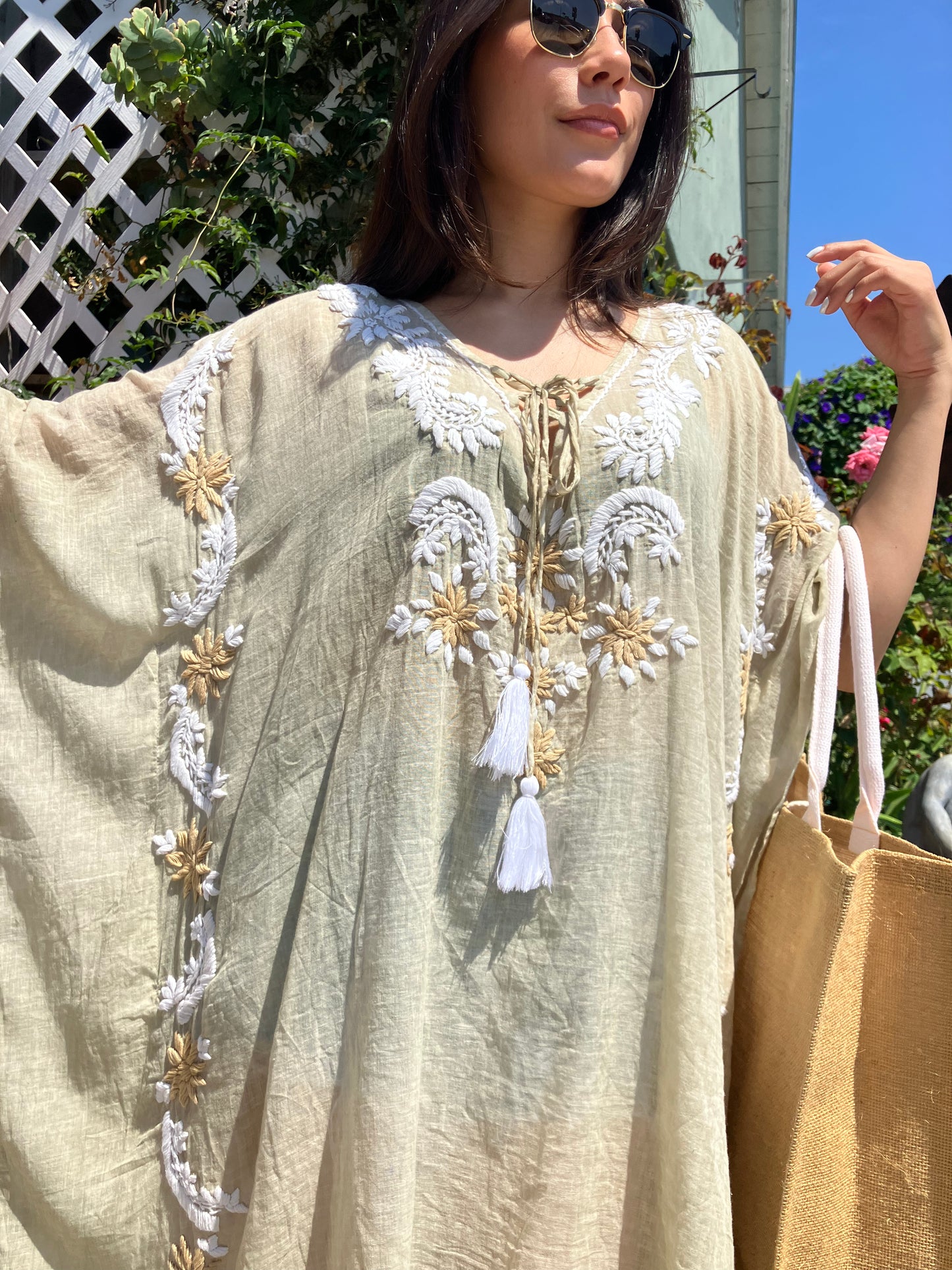 Caftan Tunic Poncho Beach Cover Up Tropical