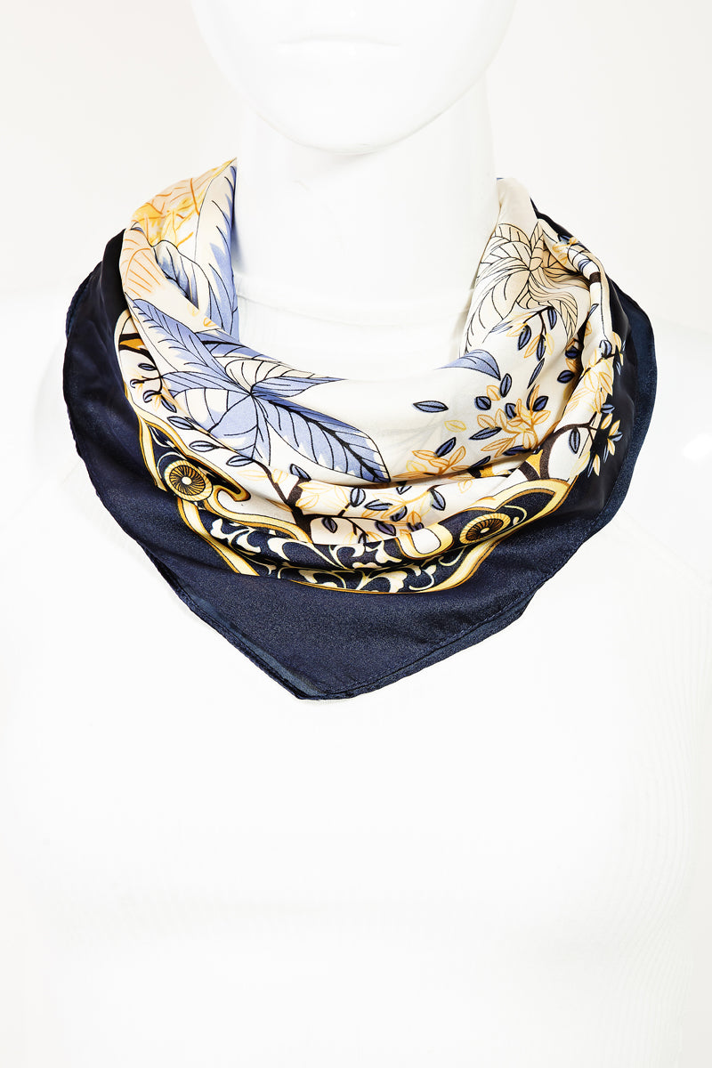 Multi Leaf Print Bandana Scarf