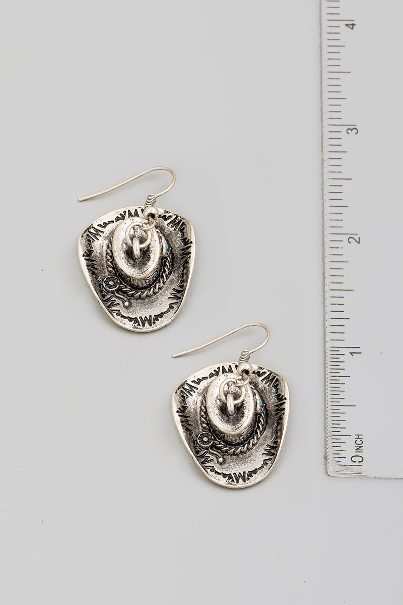 Cowboy Hat Hook Drop Earrings