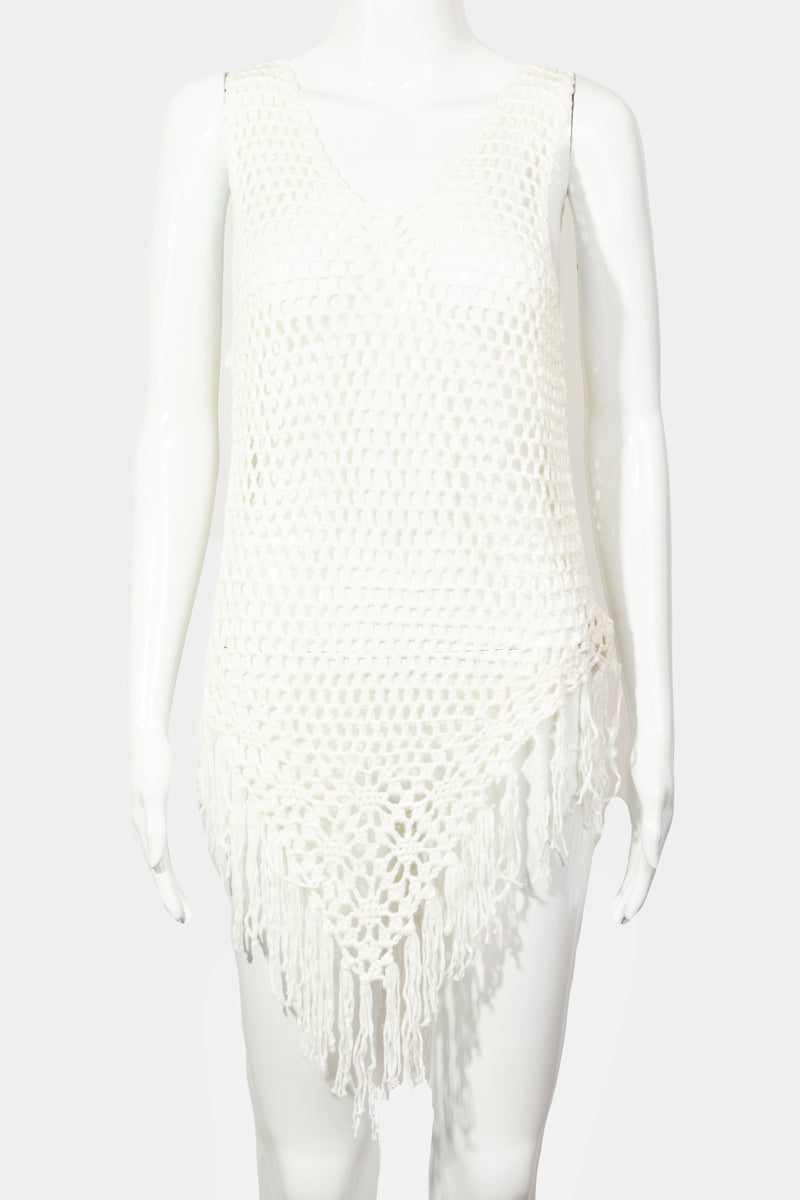 Knitted Fringe Hem Cover Up