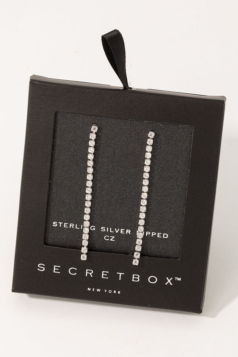 Secret Box Rhinestone Chain Dangle Earrings