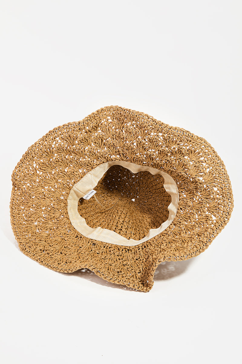 Knitted Straw Floppy Sun Hat