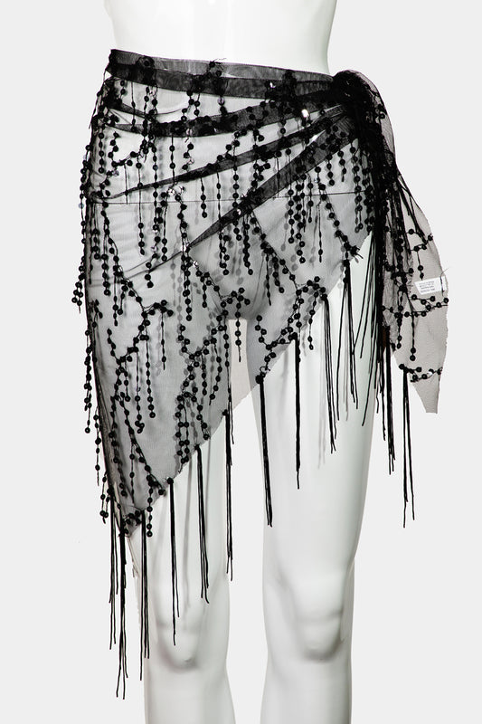 Sequin Fringe Mesh Sarong