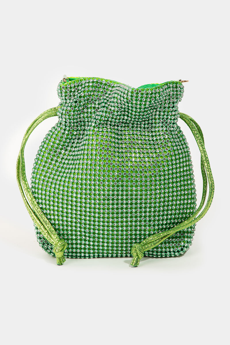 Pave Rhinestone Drawstring Bag