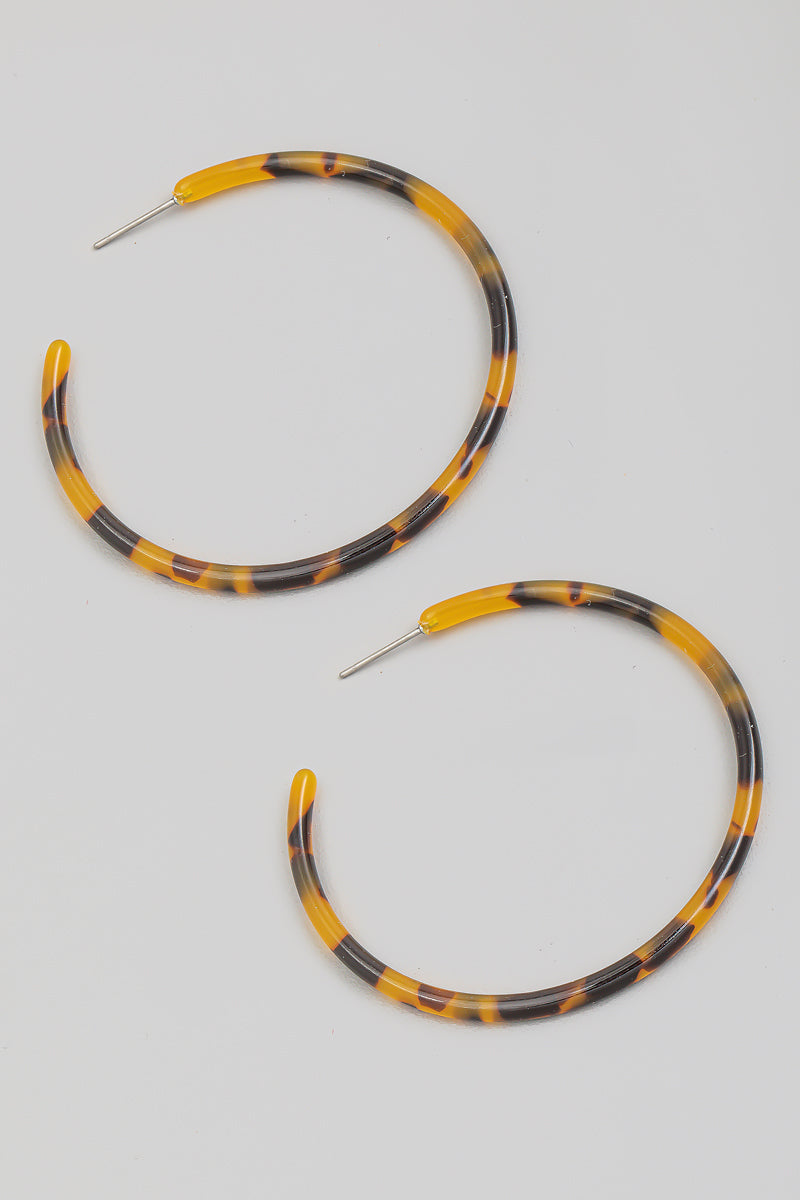 Thin Tortoise Shell Hoop Earrings