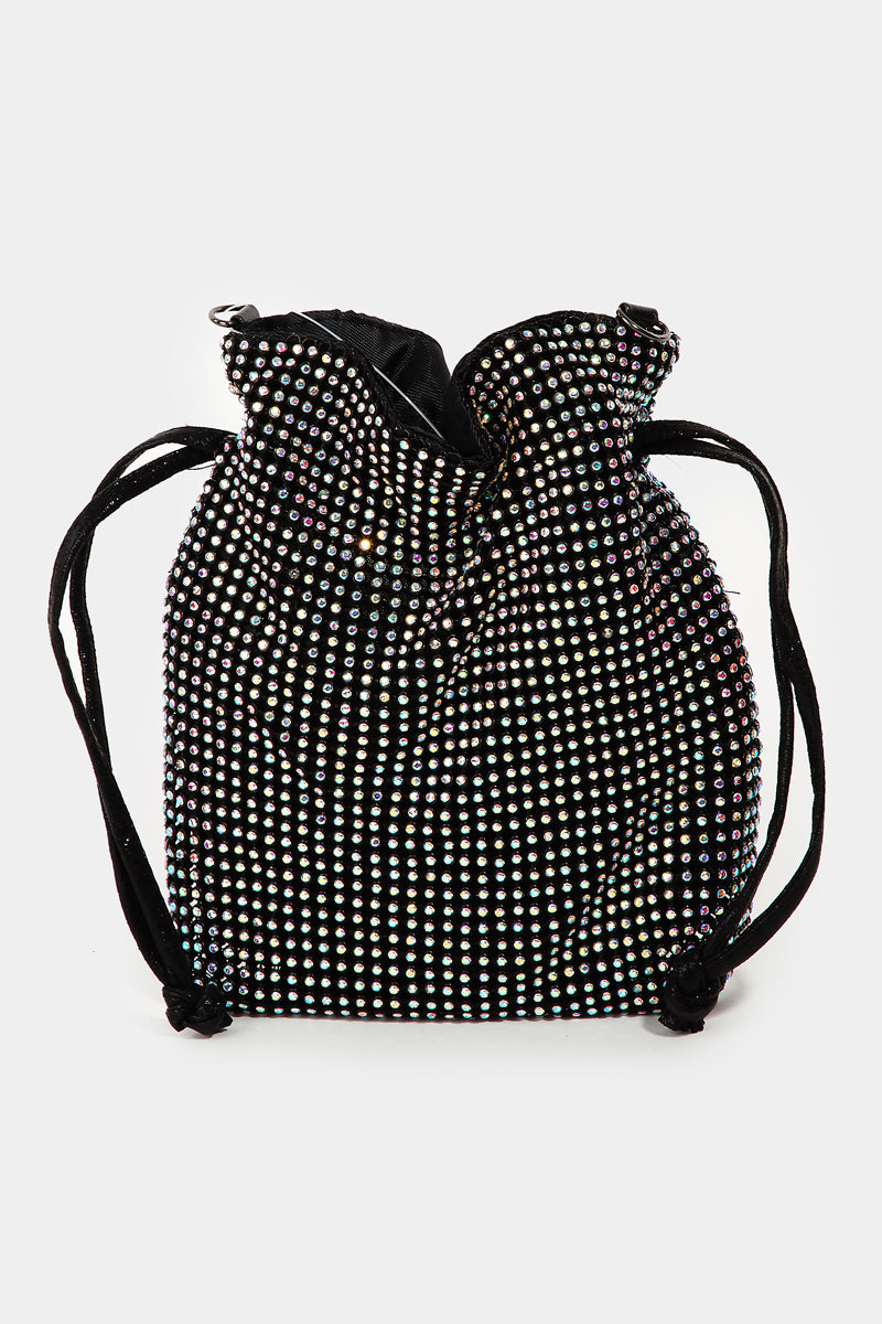 Pave Rhinestone Drawstring Bag