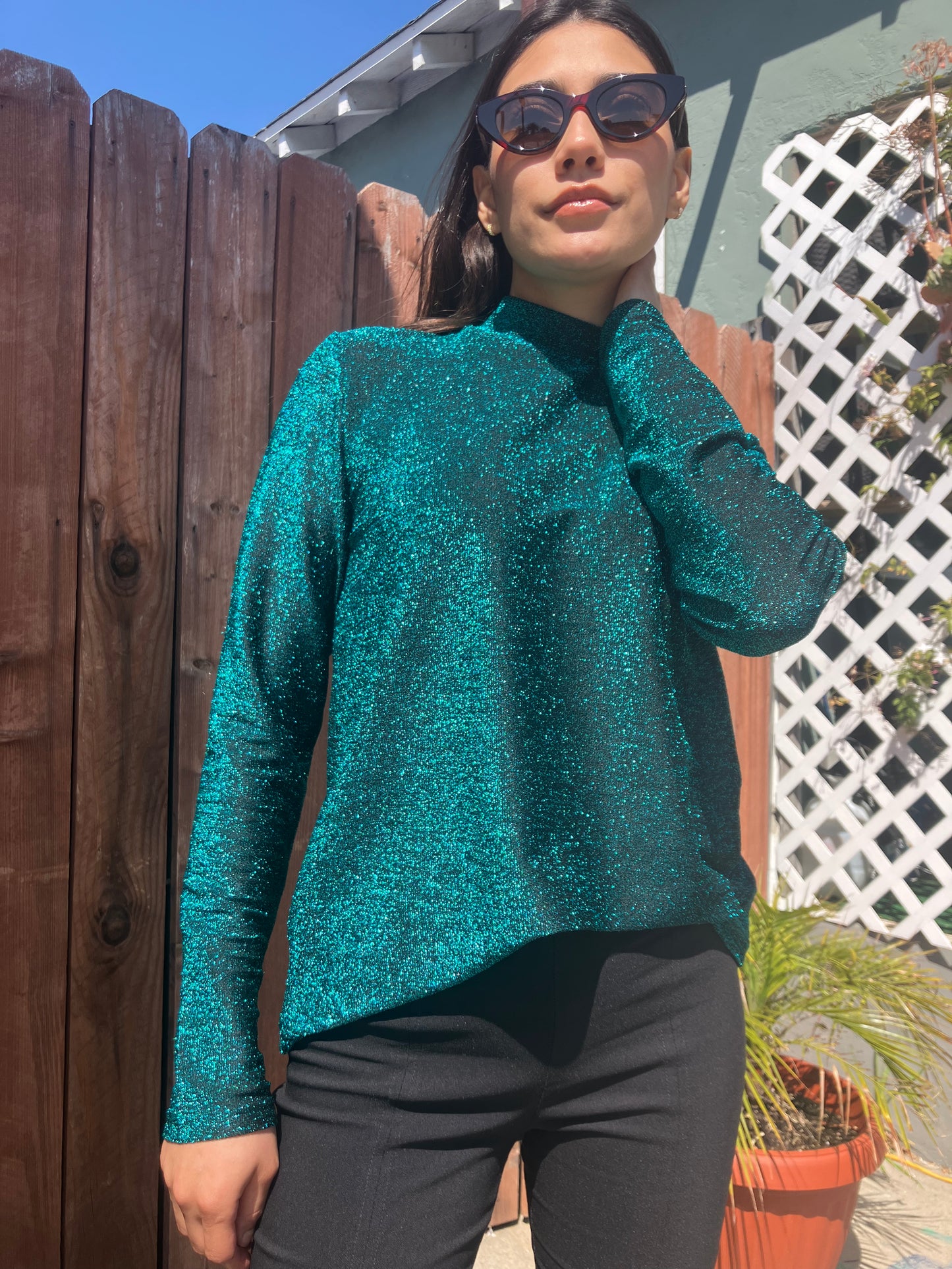 Turquoise Knit Sweater Top