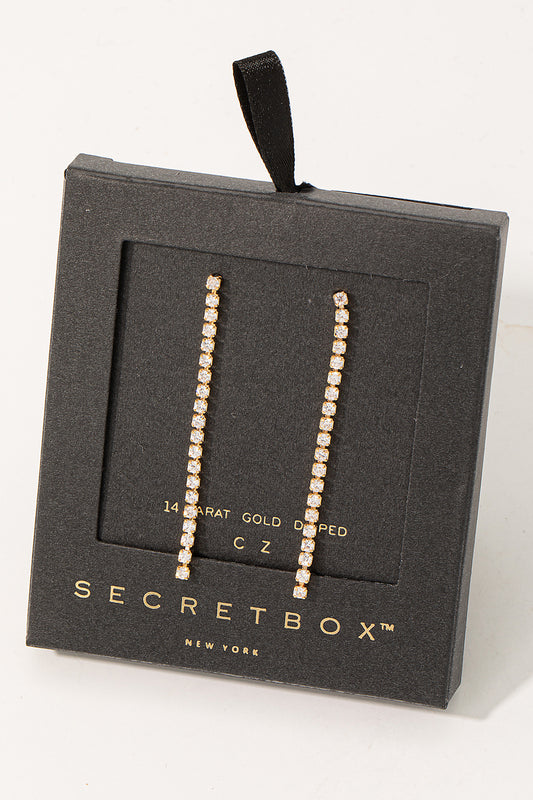 Secret Box Rhinestone Chain Dangle Earrings