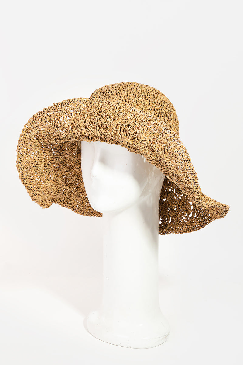 Knitted Straw Floppy Sun Hat