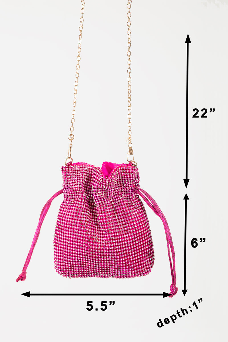 Pave Rhinestone Drawstring Bag