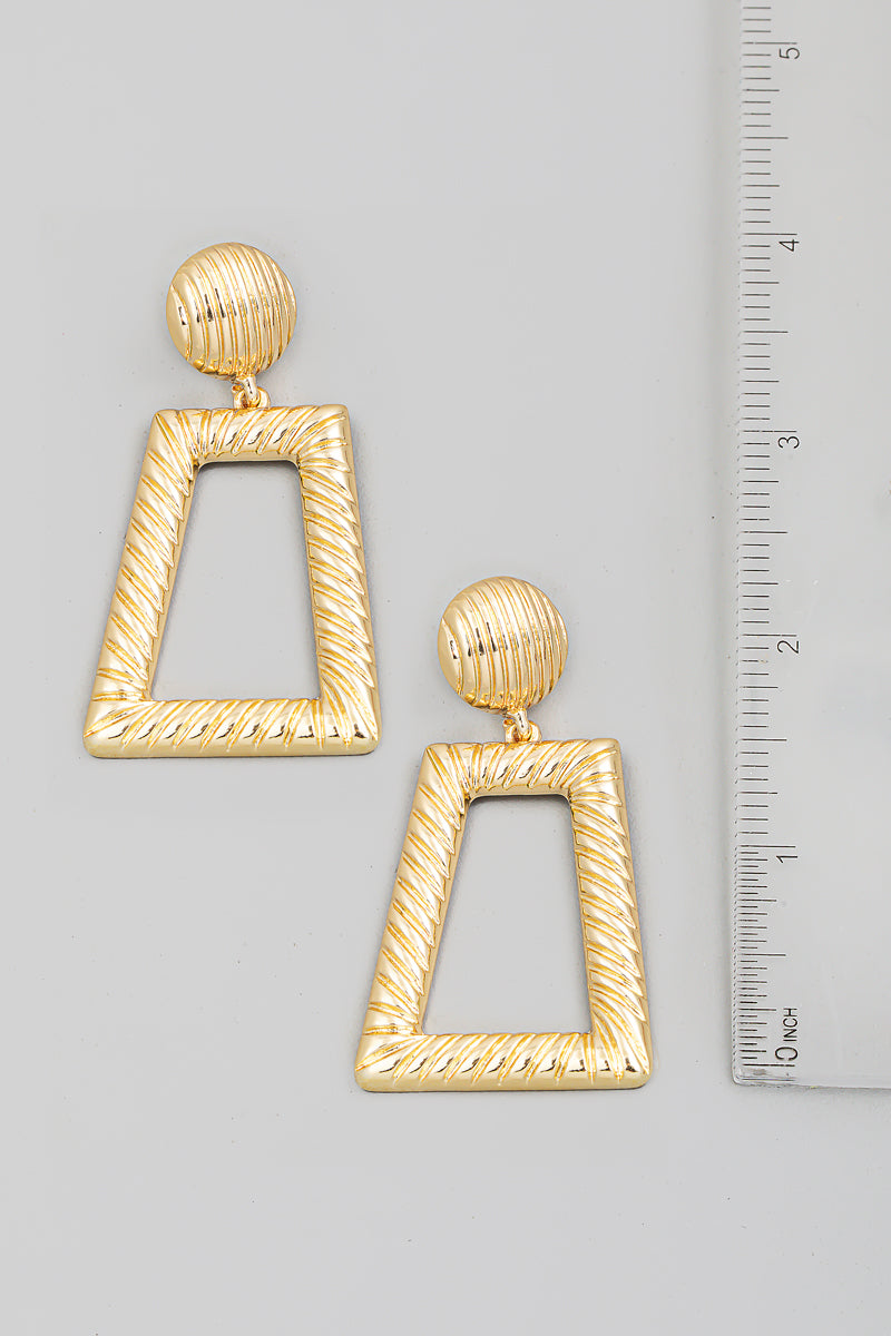 Metallic Rectangle Cutout Drop Earrings