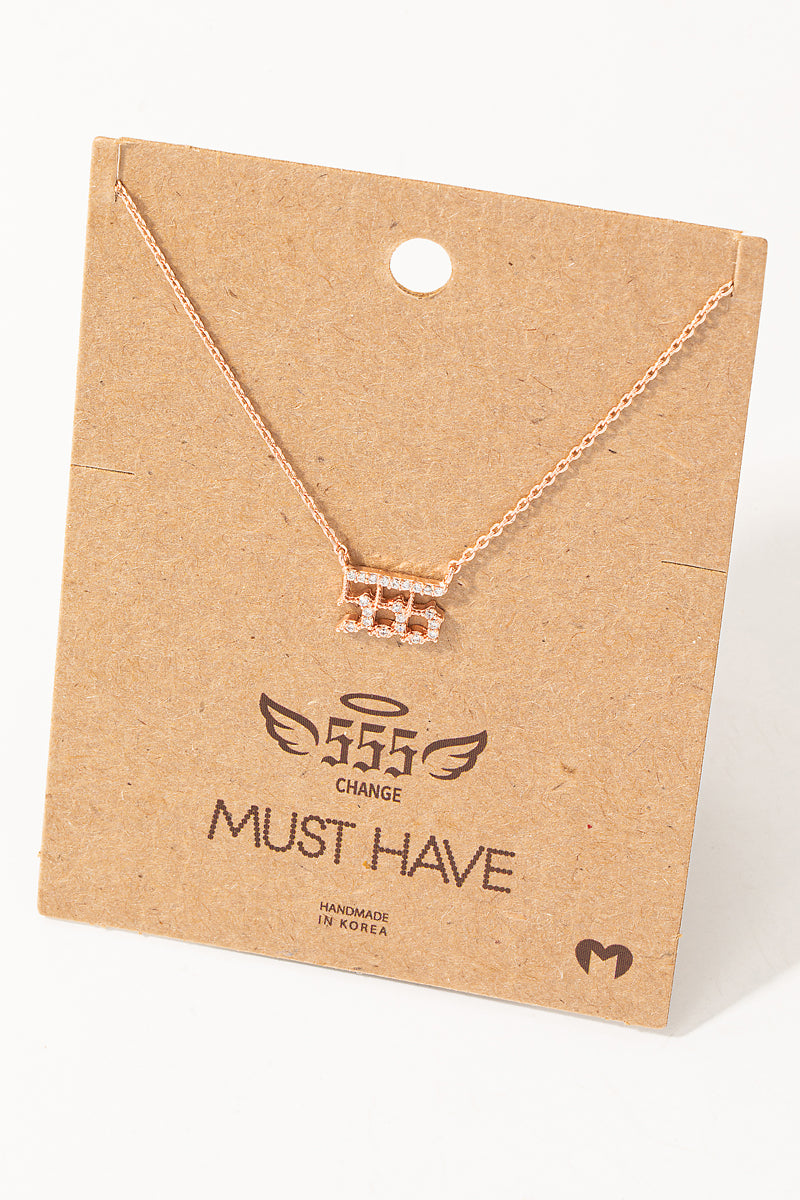 Pave 555 Angel Number Pendant Necklace