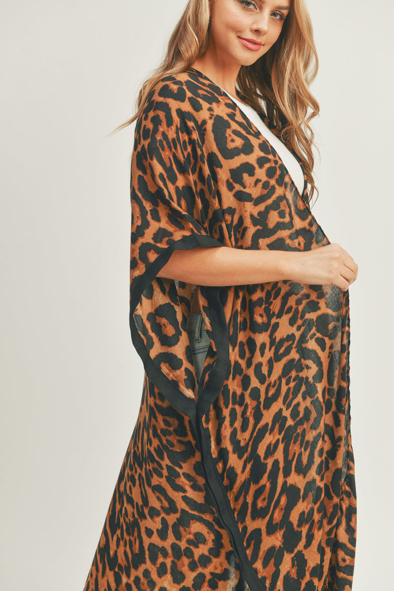 Leopard Print Long Kimono