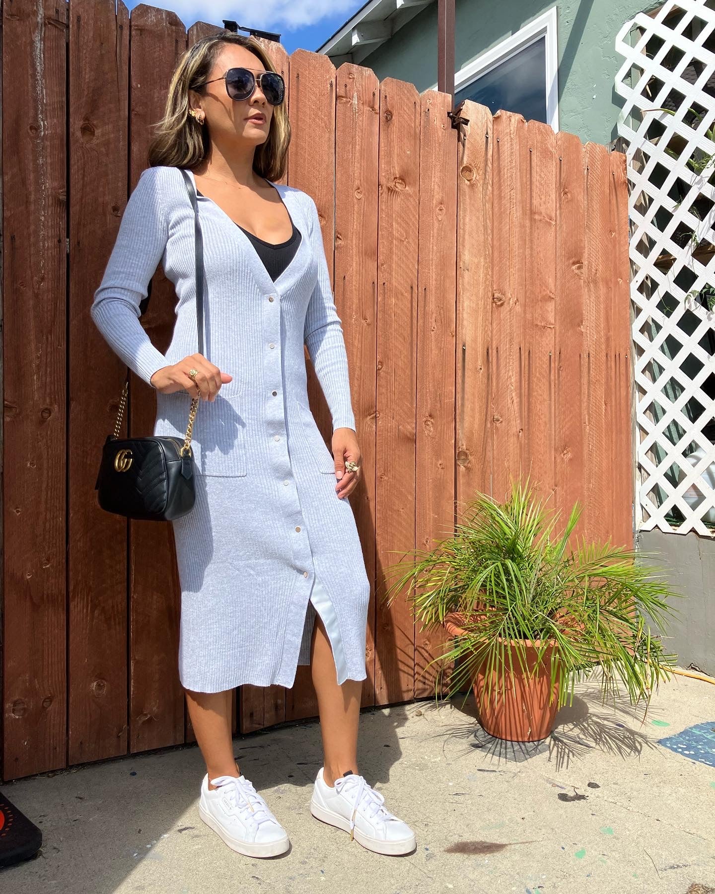 Button Down Long Line  Sweater Cardigan Dress