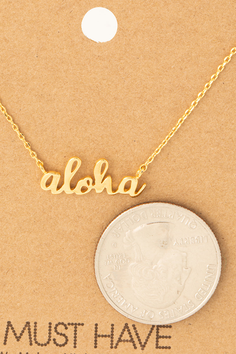 Handwritten Aloha Print Charm Necklace