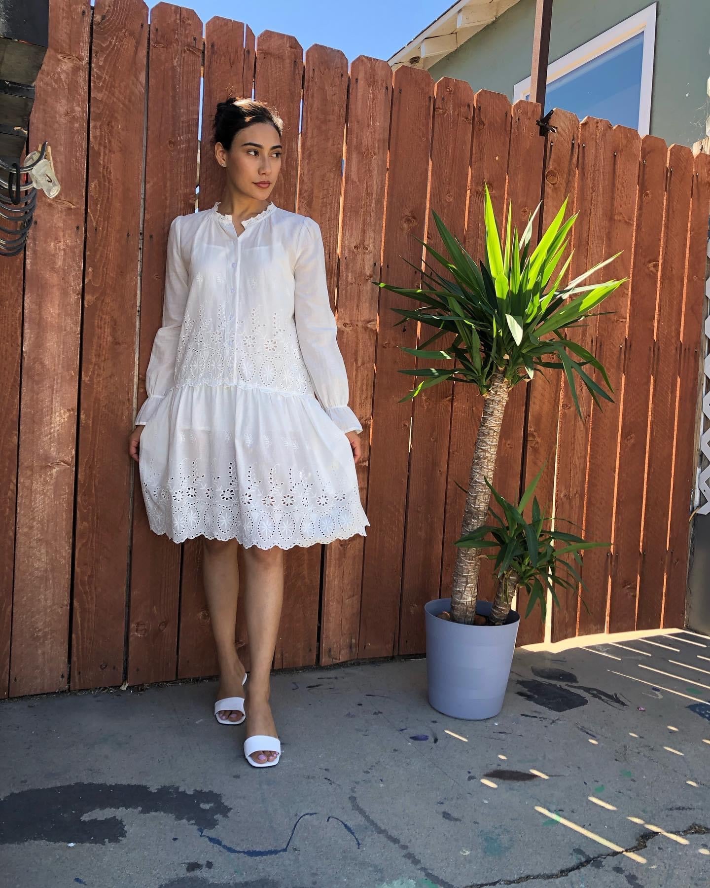 White Cotton Midi Dress