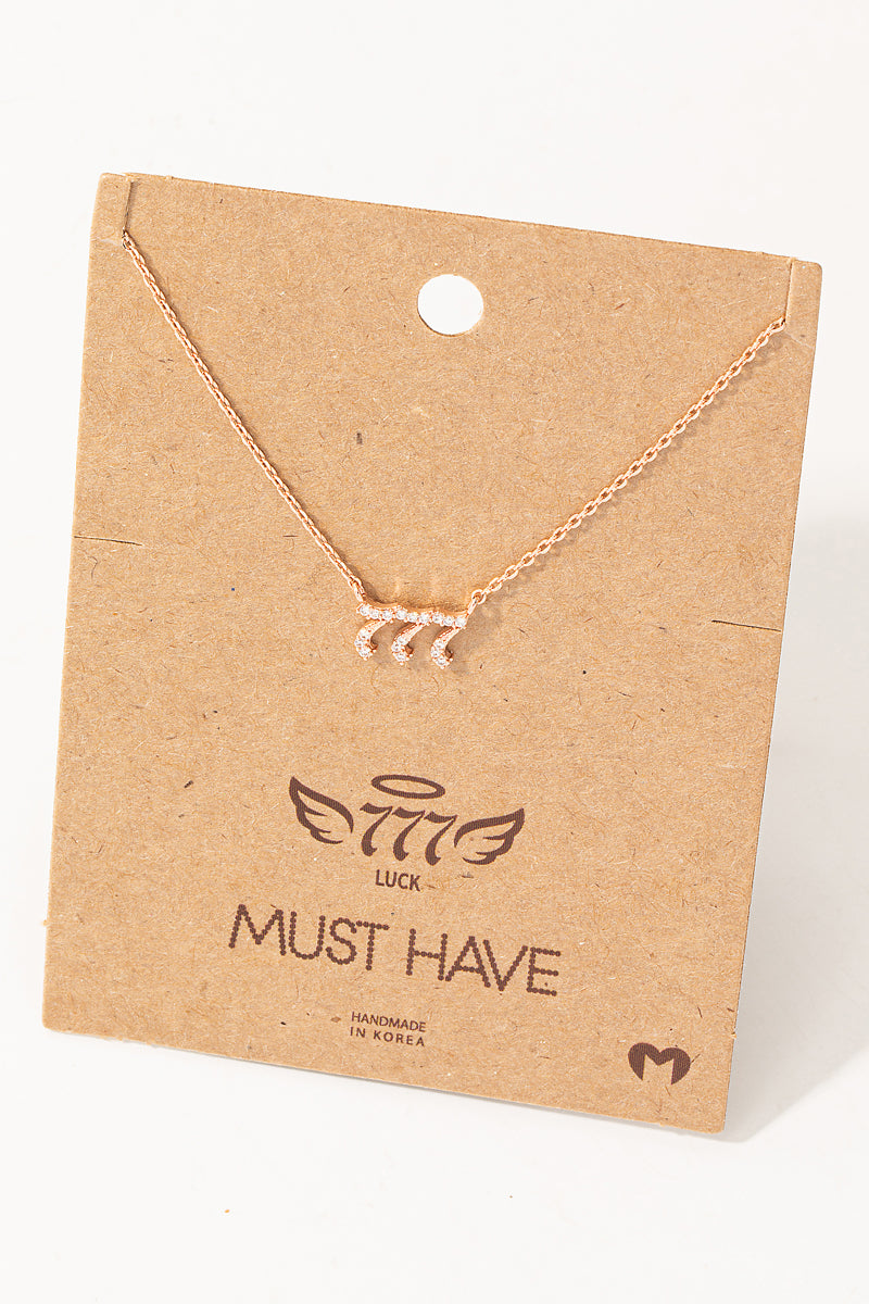 Pave 777 Angel Number Pendant Necklace