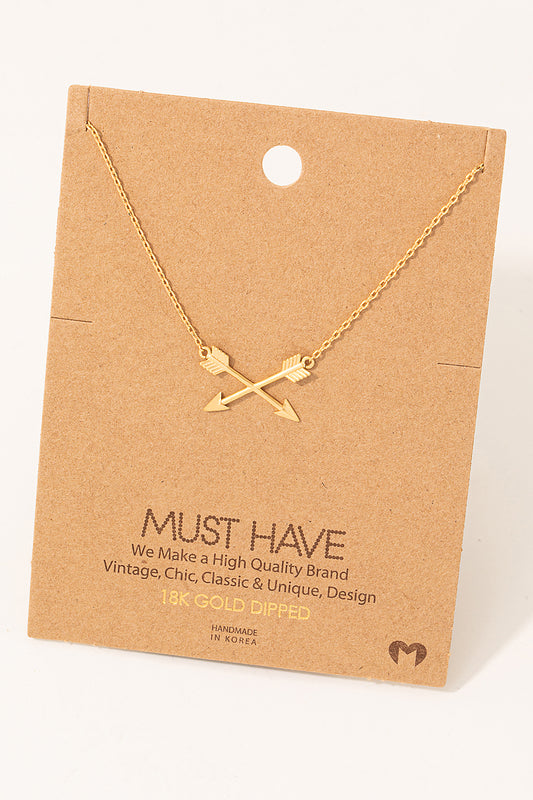 Crossed Arrows Pendant Necklace