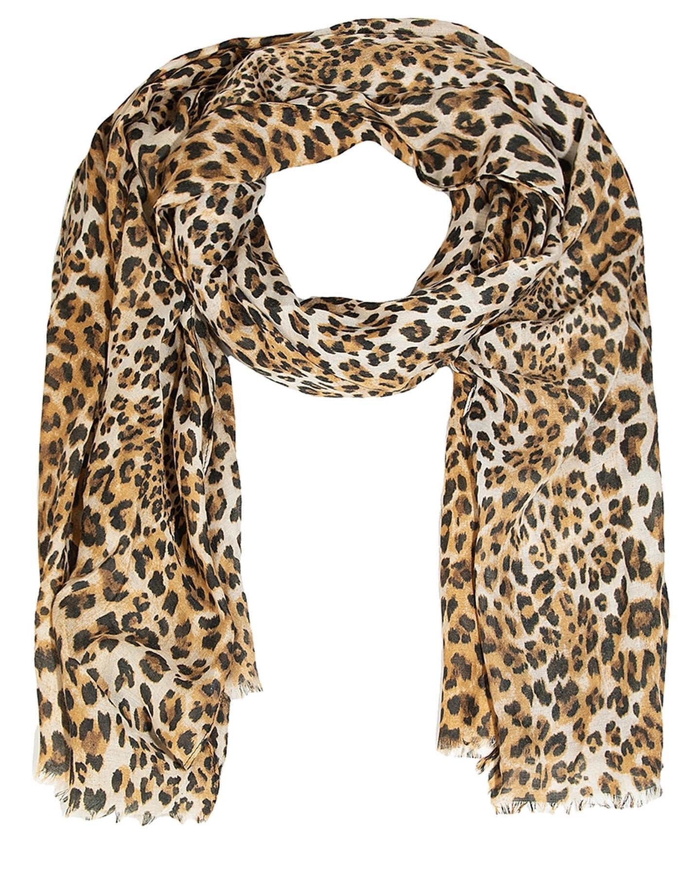 Leopard Print Sheer Oblong Scarf