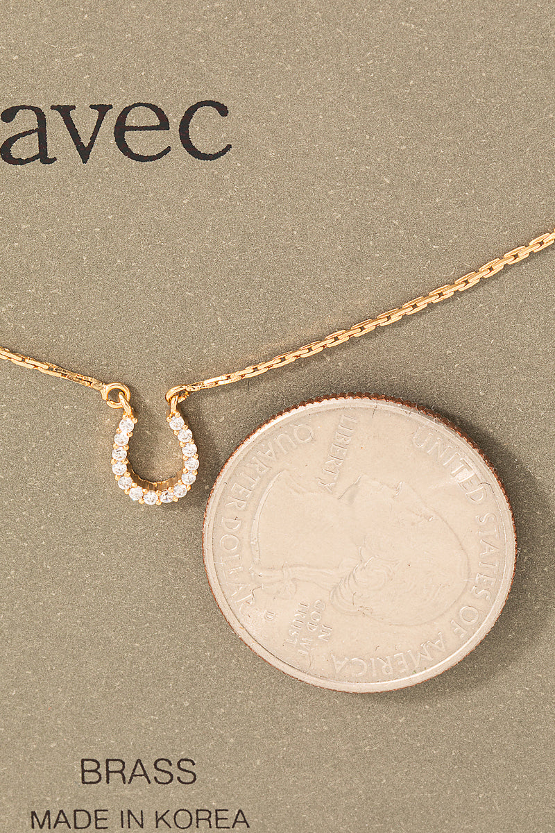 Dainty Pave Horseshoe Charm Necklace