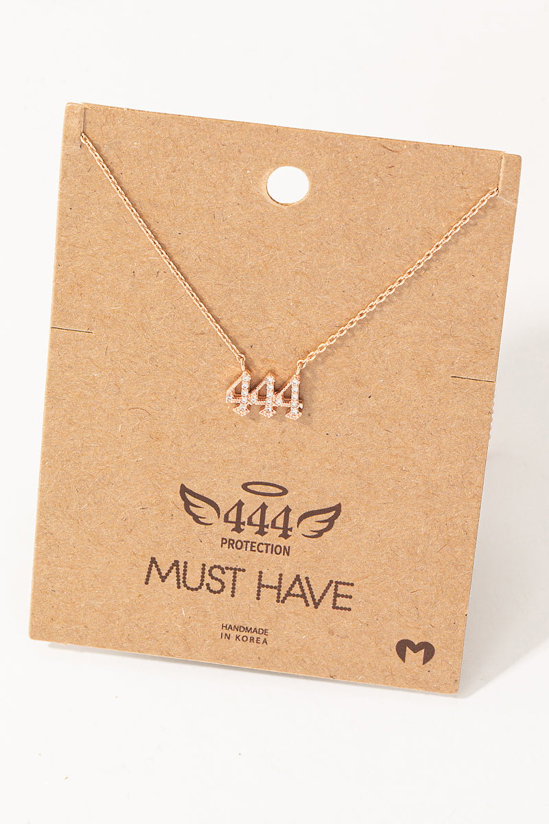 Pave 444 Angel Number Pendant Necklace