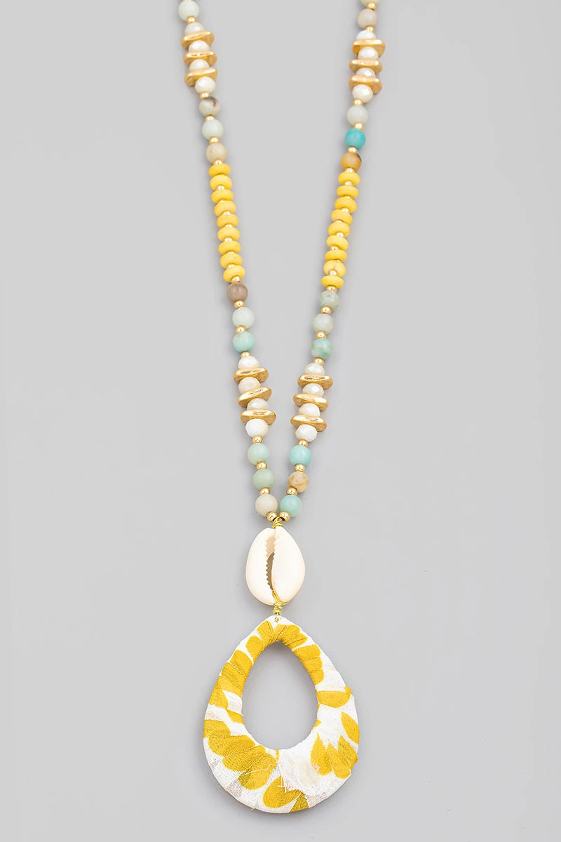 Beaded Chain Teardrop Pendant Necklace