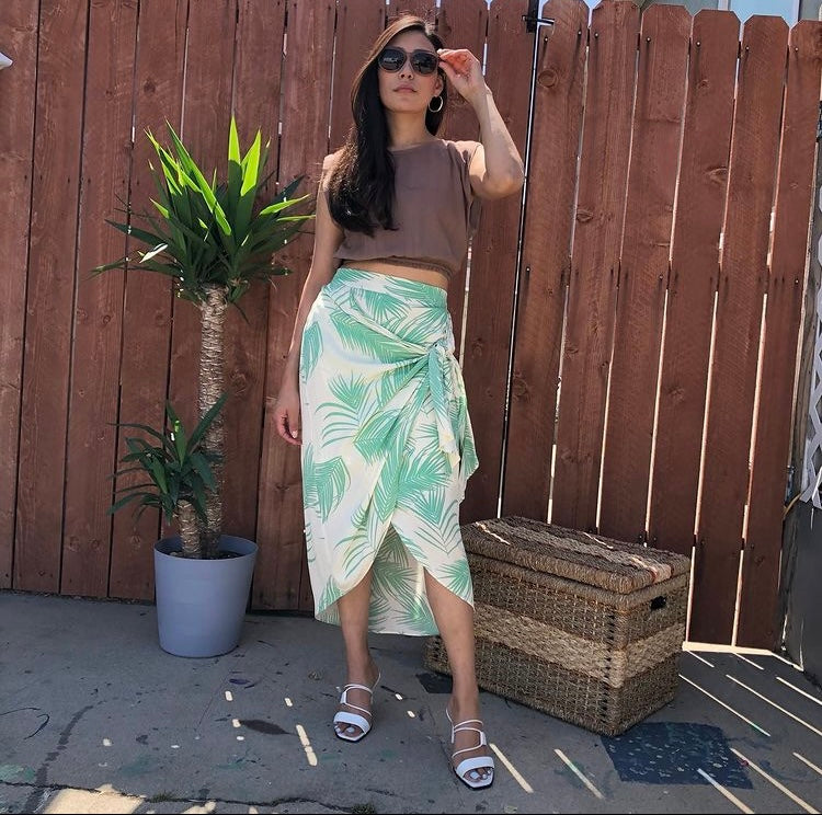 Palm Trees Midi Skirt